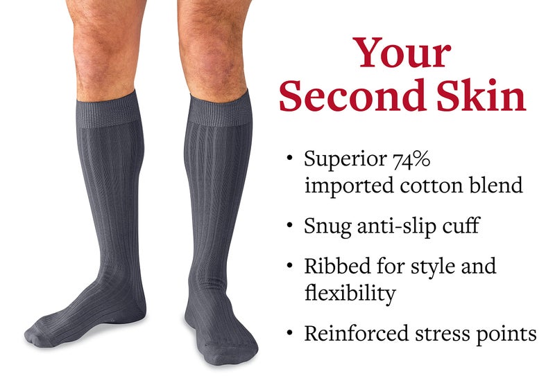 BoardroomSocks Cotton Dress Socks for Men â€“ Knee High Mens Grey Executive Socks â€“ Classic Over the Calf Dress Socks by Boardroom Socks - Image 5